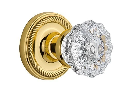 Nostalgic Warehouse 701113 Rope Rosette with Crystal Glass Knob, PASSAGE -