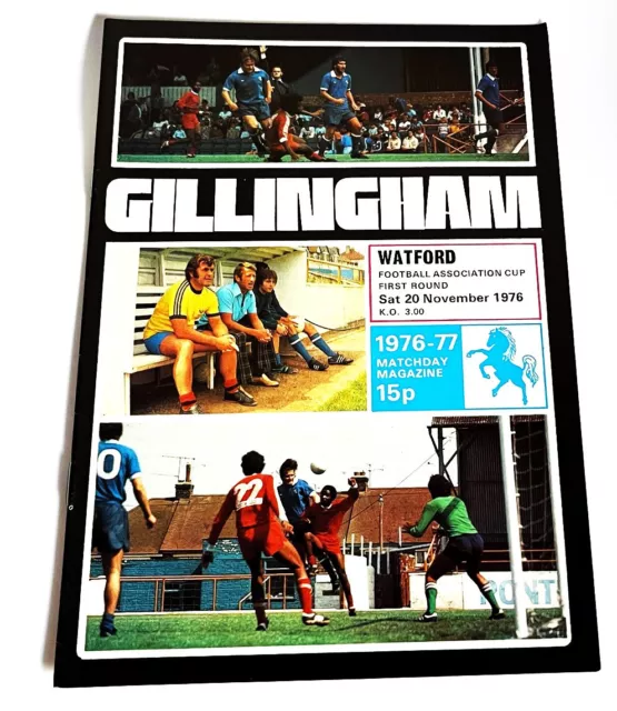 Gillingham vs Watford football programme F.A.Cup round 1  20th November 1976