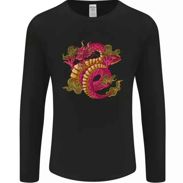 Un Cinese Dragon da Uomo Manica Lunga T-Shirt