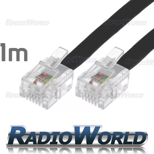 1M Metre RJ11 TO RJ-11 Cable Broadband Modem / Internet Lead Long DSL Black