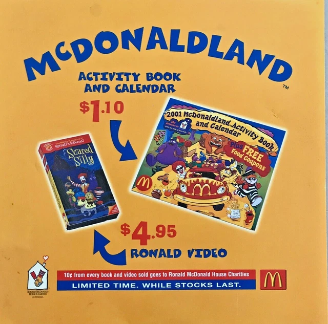 RARE PLASTIC MCDONALD'S McDonaldland Activity Book and Calendar 2001