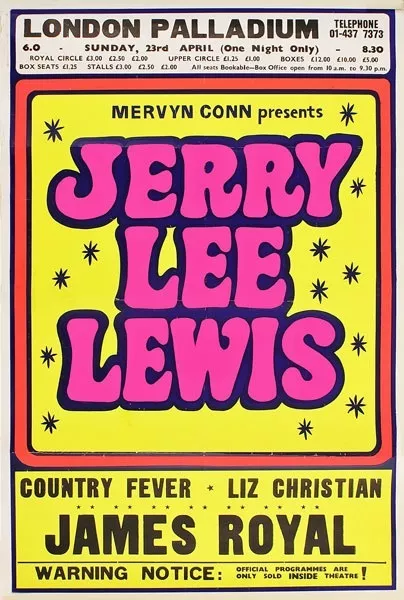 RR11 Vintage Jerry Lee Lewis Rock & Roll Concert Advertisement Poster A3/A4