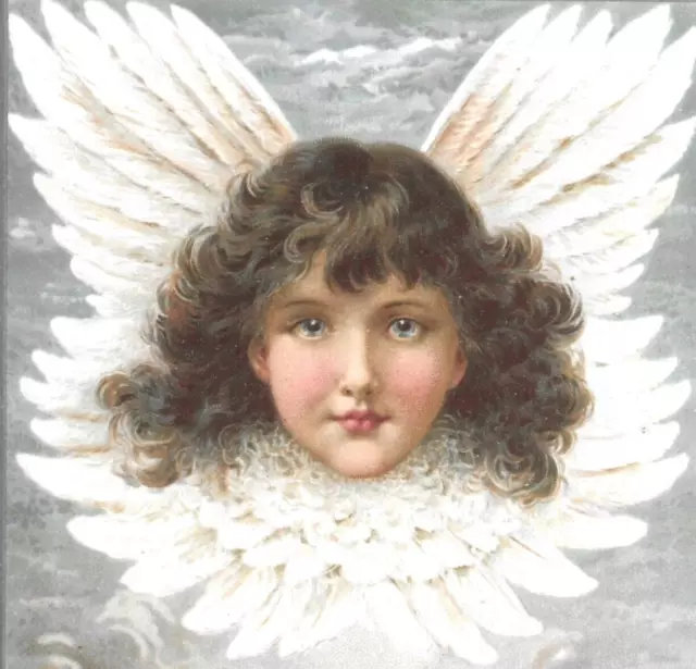 Stunning Victorian Raphael Tuck Christmas Greeting Card Girl Angel Cherub