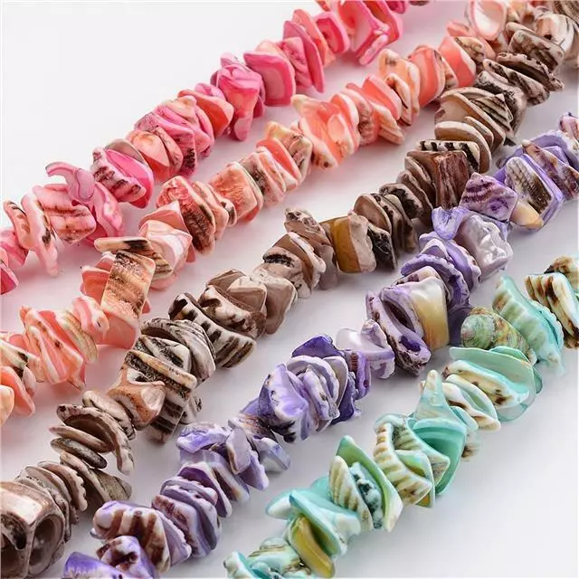 50 LARGE PASTEL SHELL BEADS CHIPS 8mm - 15mm COLOUR CHOICE ( S2)