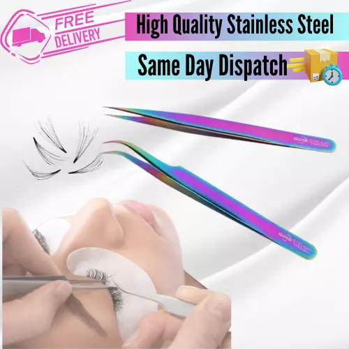 Individual Eyelash Extension Tweezers High Quality Fanning Straight Curved UK 5⭐