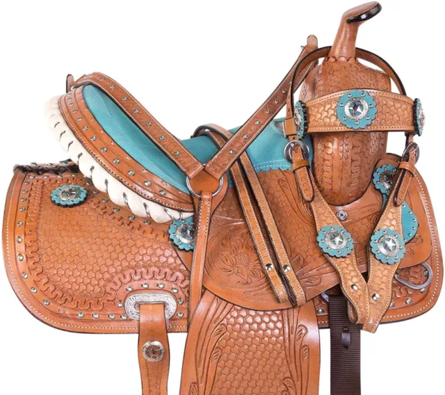 Western Horse Barrel Racing Saddle Horse Leather Saddle 8'' To 19'' inch