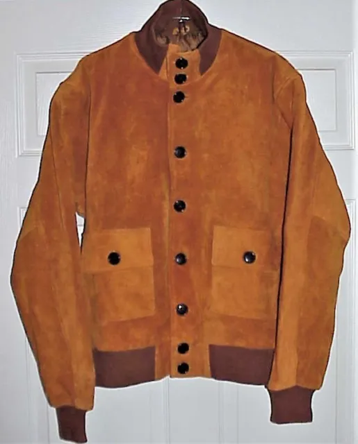 A Exclusive Men's Real Leather Pumpkin/Rust Jacket Pure Suede Leather Bomber