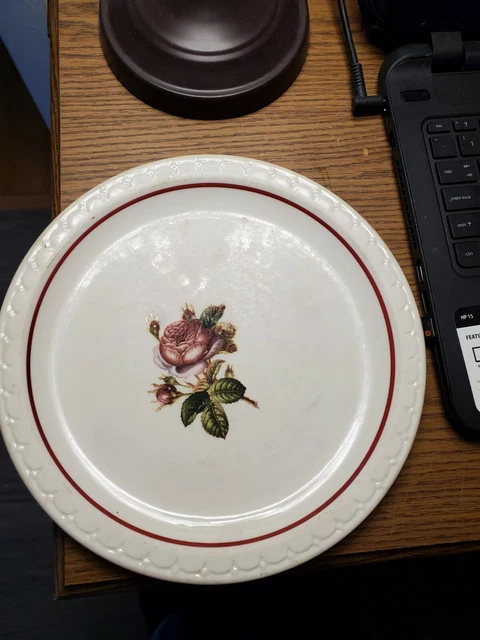 Syracuse China Econo Rim Plate Red Trim