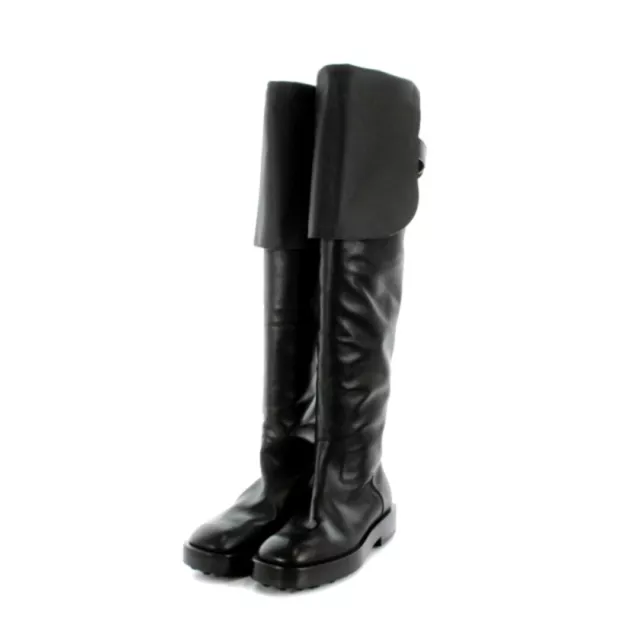 TOD'S THIGH HIGH Long Boots Leather 37 24cm (9.45 in) Black Not ...