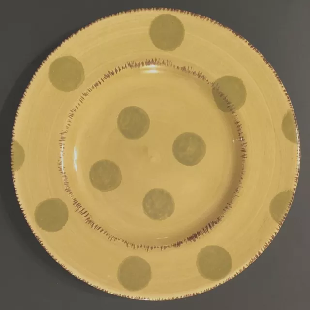 PASTIS Bella Ceramica Green Avacado Polka Dot Ceramic Vintage Salad Plate8 3/4"