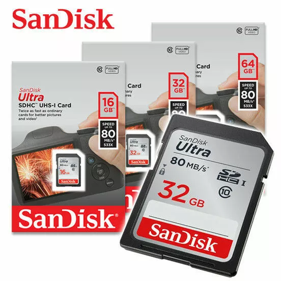 SanDisk 16GB 32GB 64GB Ultra Klasse 10 UHS-I SD 80mb/S SDHC SDXC Speicher karte