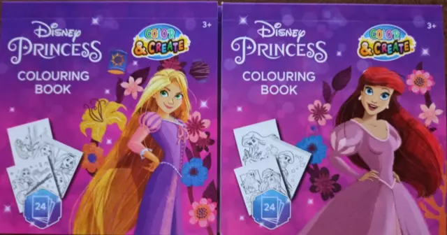 2 Disney Princess Mini Malbuch Set für Kinder  Malbücher mit je 24 Seiten Malen,