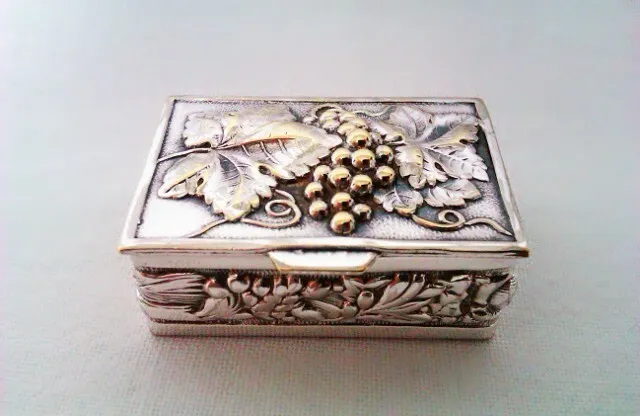 Beautifully Embossed Vintage Silver Plated Pill Box Circa 1975