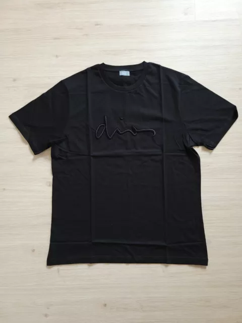 Dior Men's Authentic Black Embroidered Cotton T-Shirt,Size XL