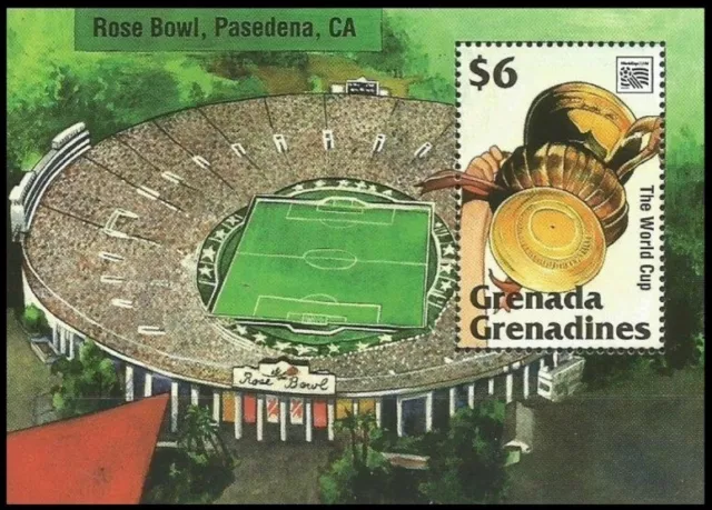 Grenada Gr 1994 MNH MS, WC Soccer 1994 USA, Stadiums Trophies Football