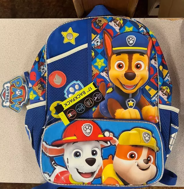 Paw Patrol 17" Toddler School Zippered Backpack Book Bag NWT