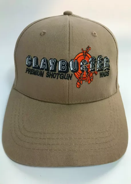 Vintage Clay Busters Premium Shotguns Beige Strapback Hat Baseball Cap VGC