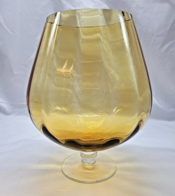 Vintage Art Glass Very Large Amber/Gold Brandy Snifter 20cm tall