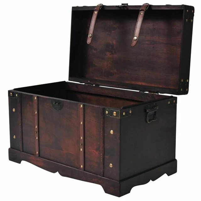 VINTAGE WOODEN TREASURE Chest Storage Trunk Organizer Box Coffee Table