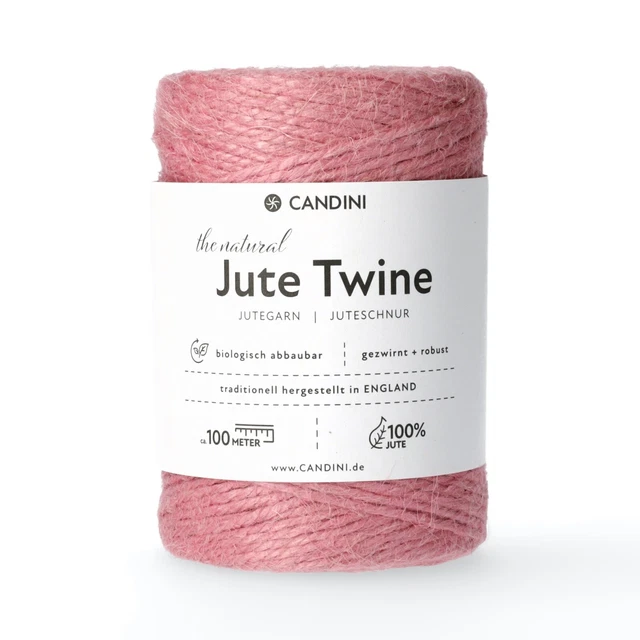 Jutegarn - rosa, 100m, 2-3mm Jute - Schnur Kordel Paketschnur Bastelschnur Deko