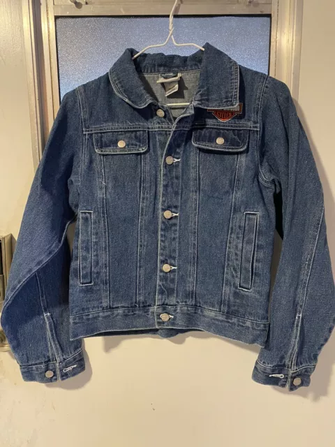 Harley-Davidson Motorcycles Kids Youth Graphic Denim Jean Jacket Size 12/14