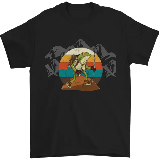 A Frog Hiking in the Mountains Trekking Mens T-Shirt 100% Cotton