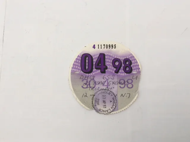 Old Road Tax Disc Original Vehicle Excise License 1998 Triumph Motorcycle