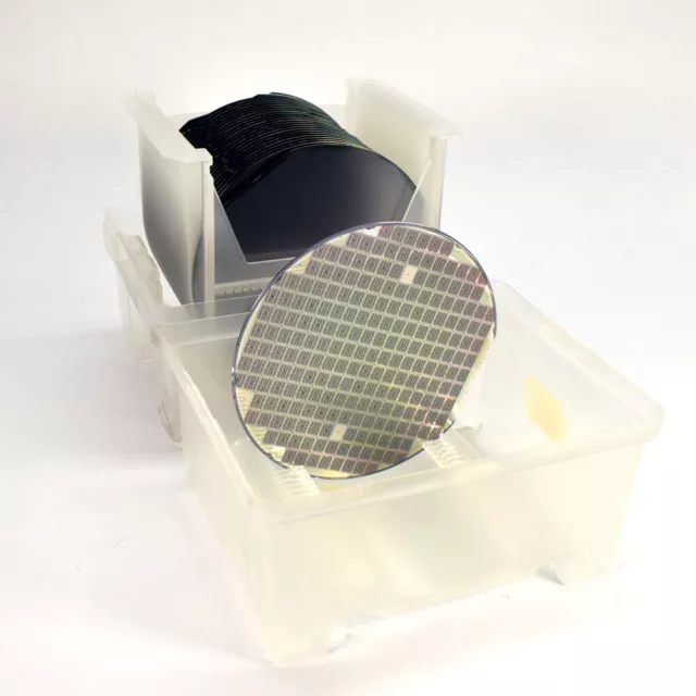 (Lot of 25) Semiconductor Silicon SiC IC Wafer 150mm 6" w/ Empak PH9150 Case