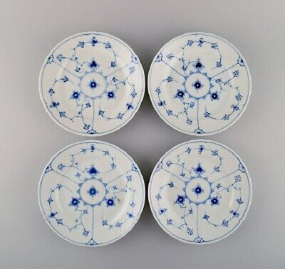 Four Bing & Grøndahl Blue Fluted salad plates. Mid-20th century.