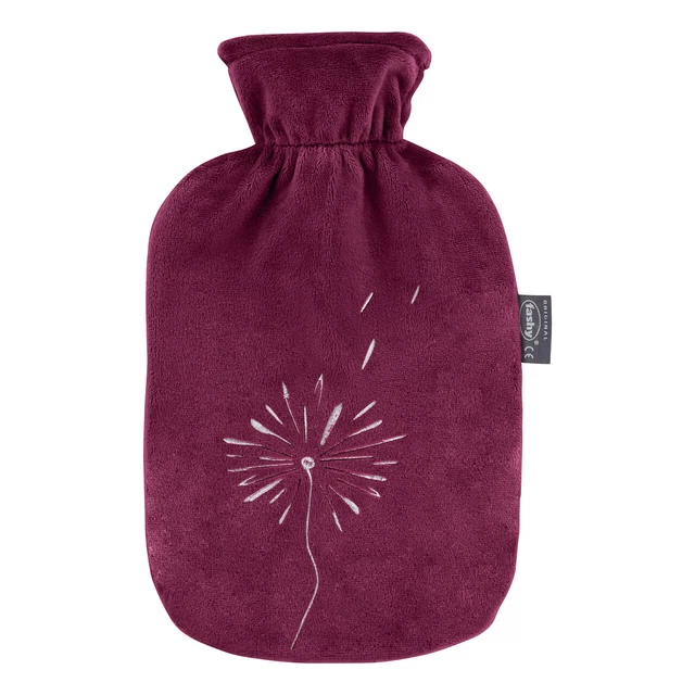 FASHY 67407_55 HOT Water Bottle With Flauschbezug, Purple, Embroidered