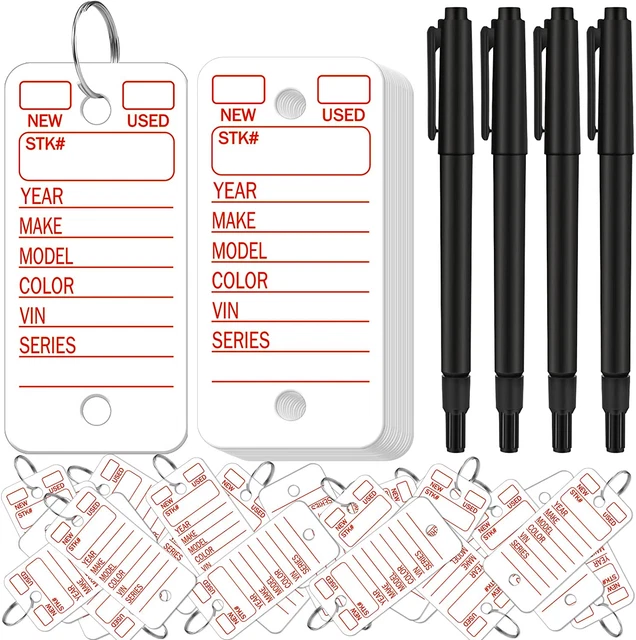 500 Pieces Dealership Tags Car Key Tags Shop Labels Blank Labeling Tags with Rin