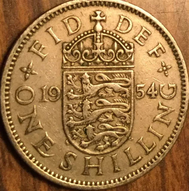 1954 Uk Gb Great Britain One Shilling Coin