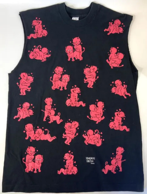 Vintage 1992 Fashion Victim Devil Sex All Over Print Sleeveless Tshirt