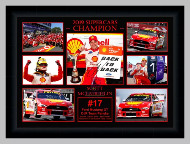 Scott Mclaughlin 2019 Champion Ford V8 Mustang Gt Signed Framed Collage