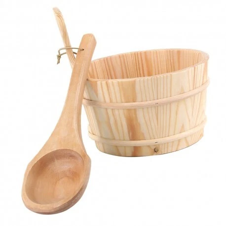 Kit de cubo + cucharón de madera para sauna 4 litros