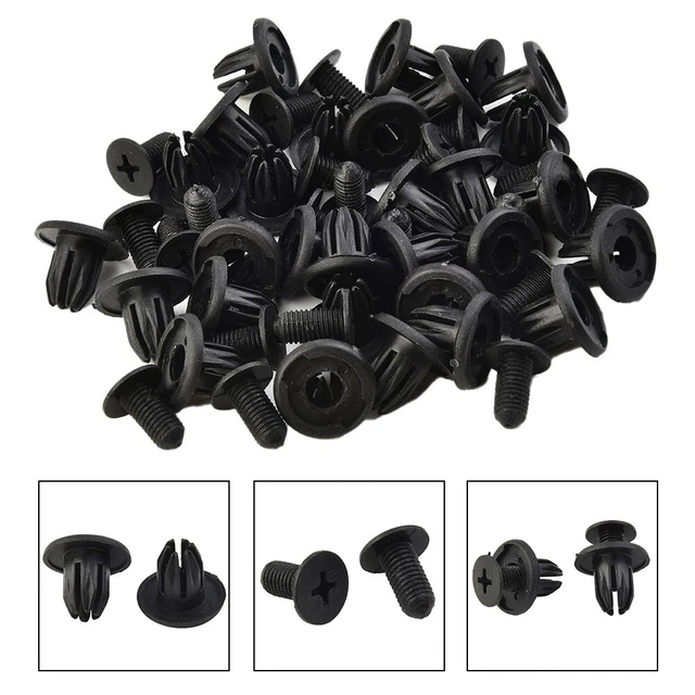 Sourcing Map 100pz In Plastica Nera Rivetti Di Fissaggio Parafango Paraurti Pressione Clip 7mm Per Auto - Foto 5
