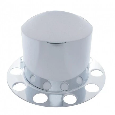 Stainless Dome Rear Axle Cover 2PC Kit W/ 1-1/2" Nut Cover-Aluminum Wheel; 21211