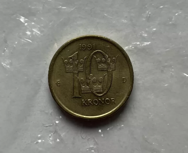 10 Kronor 1991 Münze Währung Europa Schweden ~ 10 Schwedische Kronen Coin Sweden