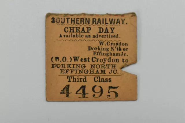 Southern Railway Ticket No 4495 WEST CROYDON to DORKING NORTH EFFINGHAM JC