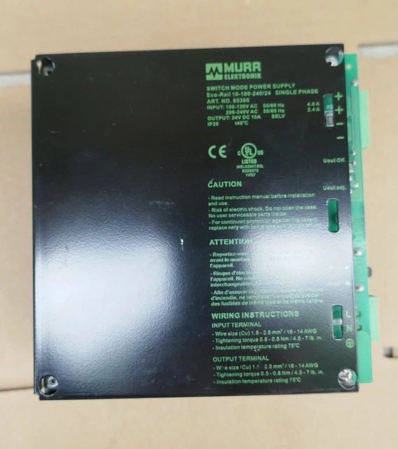 Murr Elektronik Eco Rail 10-100-240/24 Switch Mode Power Supply   Output 24vdc