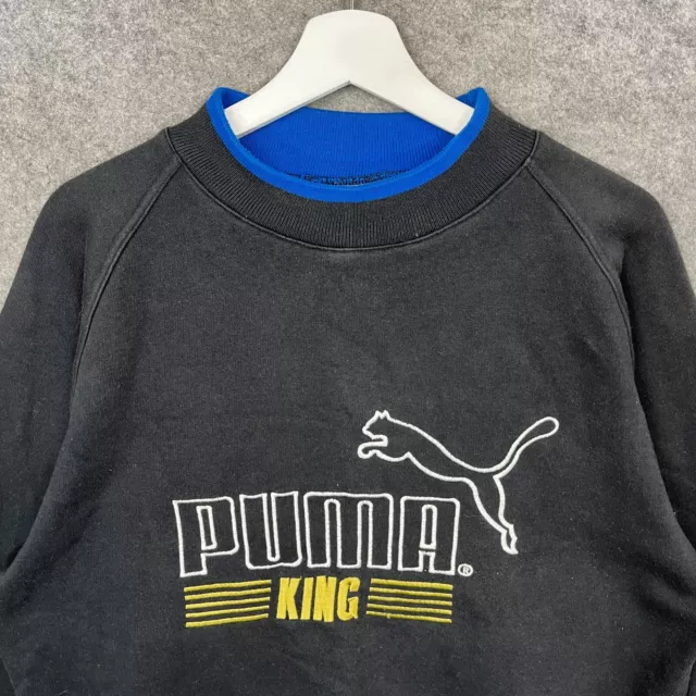 Vintage Puma Sweatshirt Mens Medium Black King Jumper Pullover Spell Out 90s 2