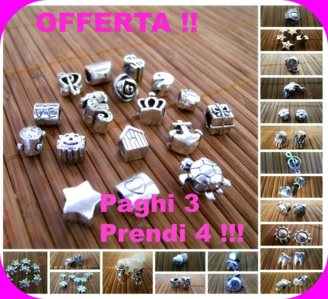 Charms Perle Foro Largo per Bracciale Braccialetto VARI MODELLI OFFERTA !!