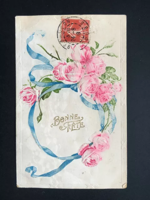 Carte Postale Ancienne 1908 - FANTAISIE - Fleurs - Bonne Fête