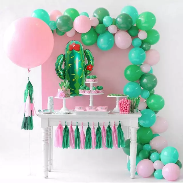 Hawaiian Luau Balloon Garland Arch Kit Giant Cactus Balloon 80Pcs Pink Green ...