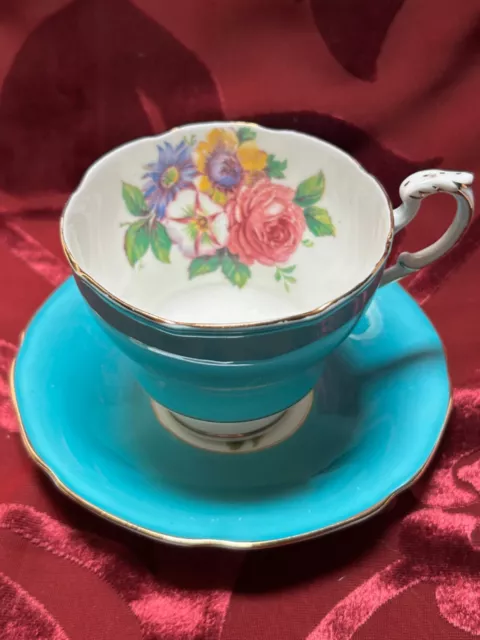 Paragon Tea Cup & Saucer Dbl Warrant Fine Bone China Blue Floral