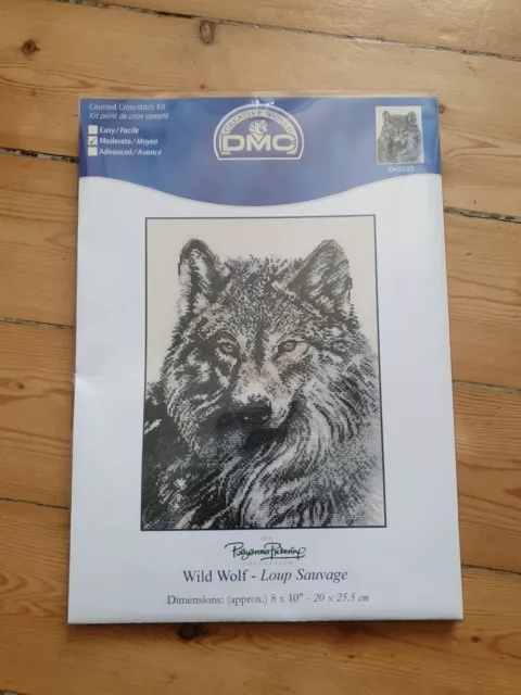 Kit point de croix compté DMC Wild Wolf - Loup Sauvage 20x25.5cm