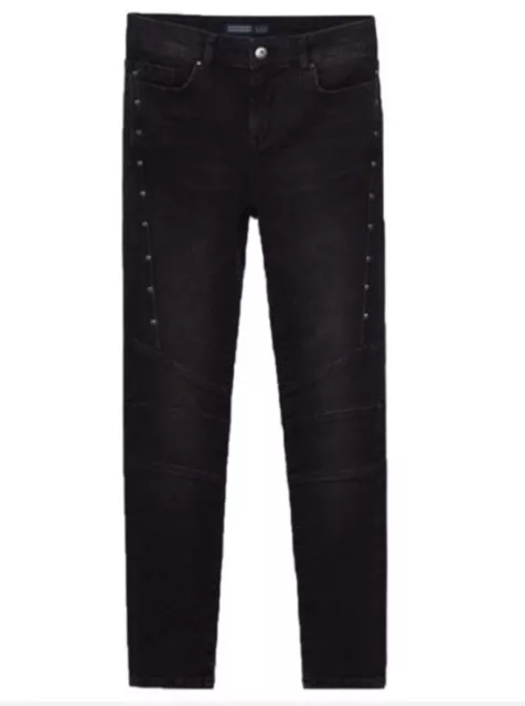 PANTALON DE MOTARD Zara Mid Rise jeans noir 27 4 EUR 32 16