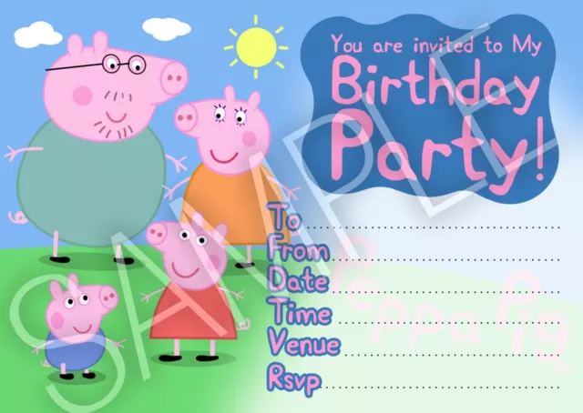 10 x High Quality Peppa Pig Birthday party Invitations Invites Cards Boys Girls