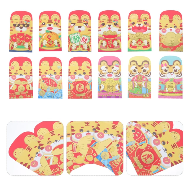 48 Pcs Year The Tiger Red Envelope Chinese Money Gift Envelopes Packet Zodiac