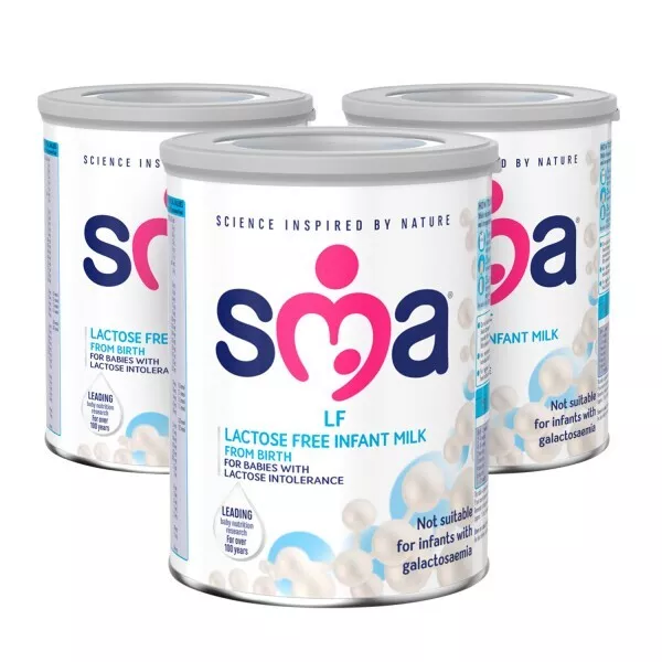 3x SMA Nutrition Lactose Free Infant Baby Milk From Birth Powder Formula 400g